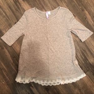 Gray Sweater Top with Lace Bottom